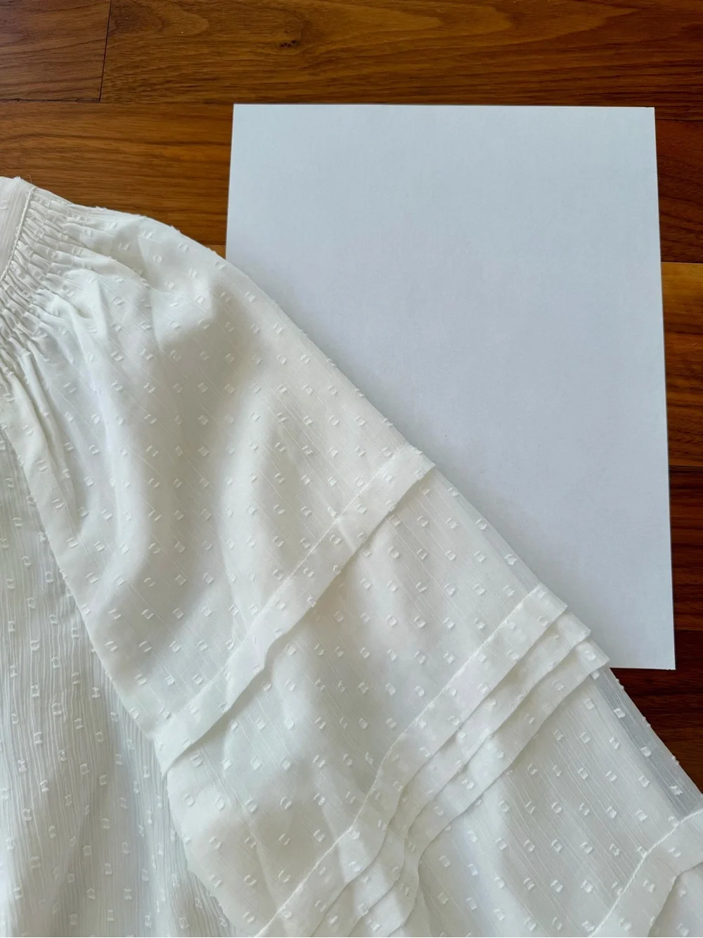LOFT Ivory White Swiss Dot Smocked Peasant Blouse Tiered Balloon Sleeve Size XLP